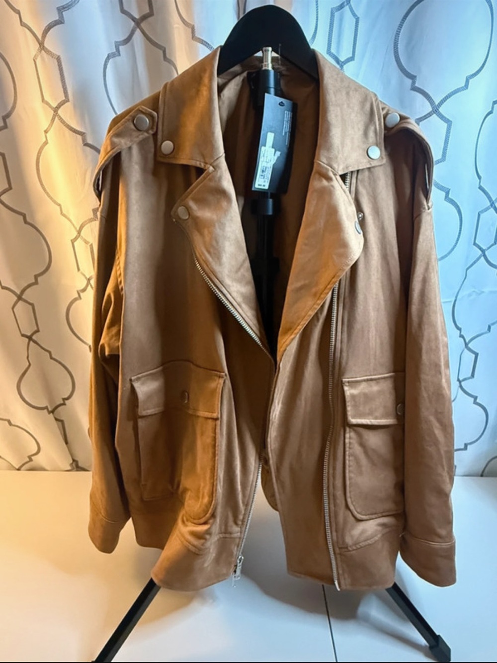 Tan Suede Moto Jacket - Classic Asymmetrical Design